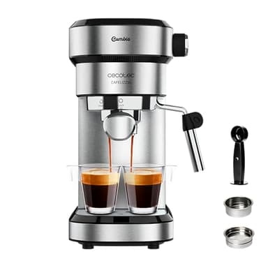 Cecotec Cafetera Express para Espressos y Cappuccinos Cafelizzia 790 Steel Essential. 1350W, Brazo Portafiltros con Doble Salida y 2 filtros, 20 Bares de Presión, Depósito Extraíble de 1,2L, Acero
