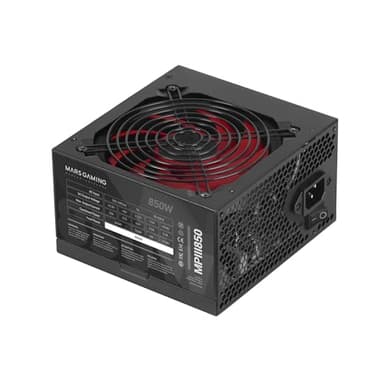 Mars Gaming MPIII850, Fuente Alimentación ATX 850W, 5 Años de Seguridad, 85% Eficiencia, Sistema Digital APFC, Ventilador FDB 120mm AI-RPM, Tecnologías DC-DC y SMD, Cables Planos Extralargos, Negro