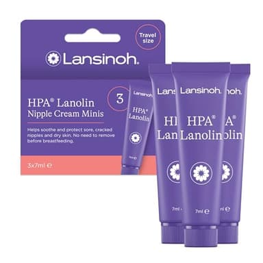 Lansinoh - Crema Lanolina HPA para el Pezón - 100% Natural, Calma y Protege Pezones Agrietados y con Dolor en la Lactancia - 3 x 7ml