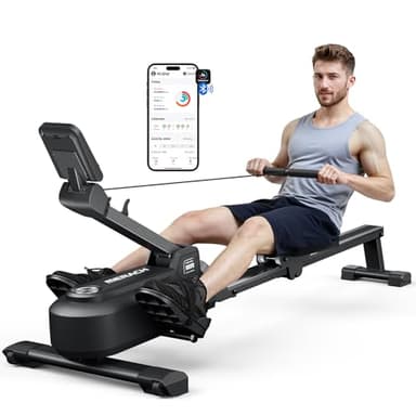 MERACH Máquina de Remo para casa con Exclusiva Tarjeta interactiva y Juegos, Aspecto Similar al tiburón, Experiencia de Remo intensa, Ahorra Espacio, Adecuada para Entrenamiento de Cuerpo Entero