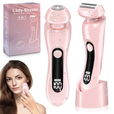 Máquina de Afeitar Eléctrica para Mujer - Depiladora 2 en 1 Profesional Impermeable IPX7, Recortadora Íntima para Bikini, Axilas y Cara, Afeitadora Portátil con Flotador (rosa)