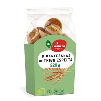El Granero Integral - Galletas Artesanas de Trigo Espelta BIO - 220 g - Alto Contenido en Fibra y Nutrientes Esenciales - Propiedades Energéticas - Aptas para Veganos