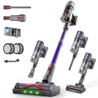 Circlio Aspiradora Sin Cable 58000Pa/600W/80Min, Escoba Aspiradora sin Cable de 1.6L, Pantalla Táctil LED Inteligente, Aspirador Inalámbrico Antienredo, Ideal para Suelos, Alfombras y Pelo de Mascotas