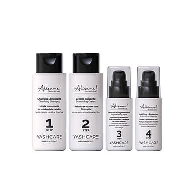 Kit Alisado Organico Vegano Profesional - Alisador pelo con tratamiento hidratante - Anti Frizz, Nutritivo y Reparador-Champú, Alisador, Mascarilla pelo seco y dañado junto Crema alisadora protectora