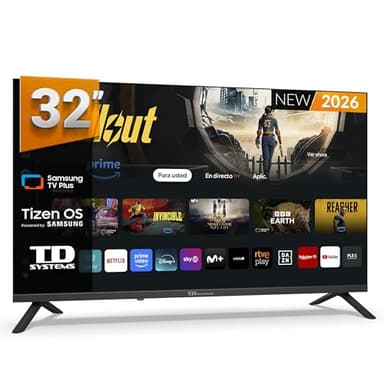 TD Systems - Smart TV 32 Pulgadas Samsung TV Tizen OS 8.0. Triple Tuner (DVB-T2/C/S2). Televisores con Samsung Smart TV Gaming Hub. Televisión del 2026 - PRIME32C22TIZEN