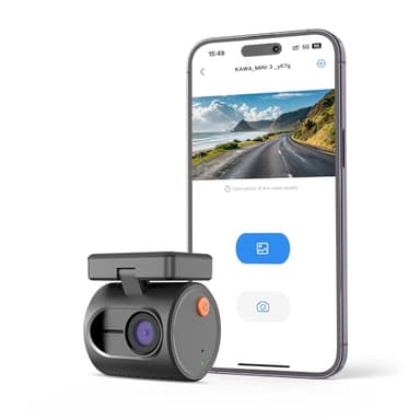 Pequeña Dashcam, KAWA 1296P QHD Tiny Cámara de Coche - WDR/3D DNR con Super Visión Nocturna, Grabación en Bucle y grabación de Emergencia, 2025 Nueva Dashcam, Mini 3