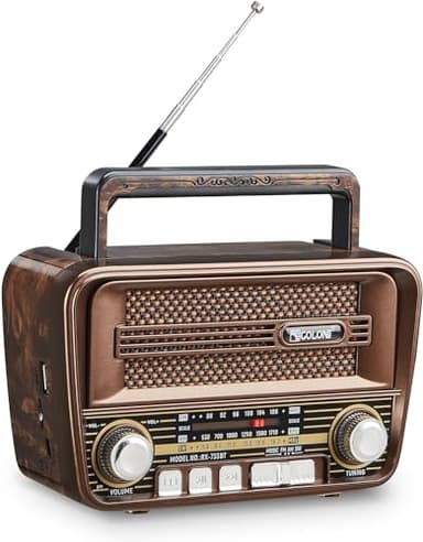 Gelielim Radio retro AM FM, radios portátiles de onda corta con la mejor recepción, altavoz Bluetooth 5.3, radios alimentadas por pilas, compatible con tarjeta TF/USB, idea de regalo para mayores