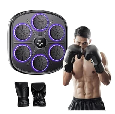 NamYoprce Máquina de Boxeo Musical, Equipo de Boxeo Recargable de Montaje en Pared, Máquina de Entrenamiento de Boxeo Inteligente para el Hogar,Bluetooth, con Guantes De Boxeo
