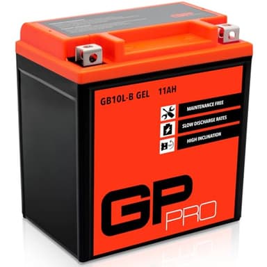 GP-PRO GB10L-B - Batería de arranque para scooter y motos, 12V, 11Ah, parecido a YB10L-B / YB10L-B2, sin necesidad de mantenimiento