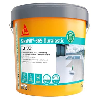 SIKA - Revestimiento acrílico - SikaFill 365 Terrace - Gris - Impermeabilización para cubiertas y terrazas visitables - protección de paredes medianeras y puenteo de fisuras - 5kg