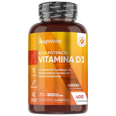 Vitamina D3 4000UI, 400 Comprimidos, +1 año de Suministro - La vitamina D Contribuye al Funcionamiento Normal del Sistema Inmune (EFSA), Apto para Vegetarianos, Sin Estearato de Magnesio ni OGM