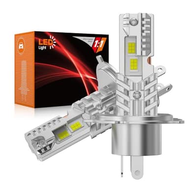 PAERKU Bombillas LED H4 Luz Alta y Baja para Coche y Moto, 6500K Blanco Frío 18000LM 600% Más Brillante lampara LED H4/9003/HB2, Diseño sin ventilador, Plug and Play (Paquete de 2)