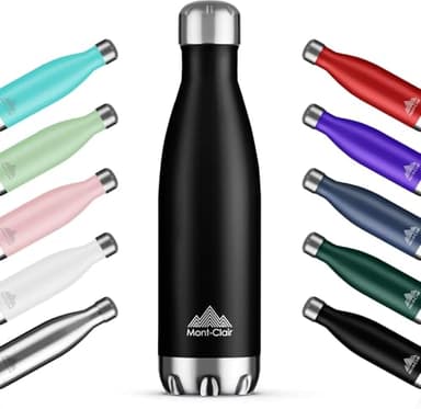 Mont-Clair H2O Botella Agua Acero Inoxidable - Botella Isotermica Termica sin BPA, 12h de Bebida Caliente y 24h de Bebida Fría, Termo agua con pared Doble Aislamiento, 750ML - Nera