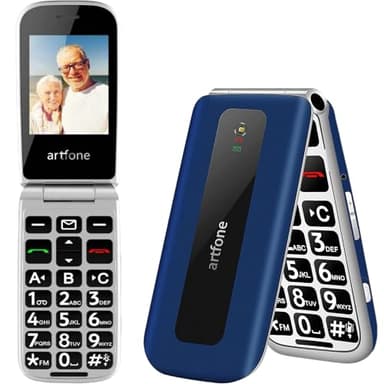 artfone F20 2G gsm Teléfono móvil de Tapa para Mayores丨Botones y Teclas Grandes丨Pantalla 2,4" 丨Llamada Rápida丨Movil para Mayores丨Botón SOS丨Bateria 1300mAh丨Doble SIM丨USB-C丨Volumen Alto丨Bluetooth - Azul