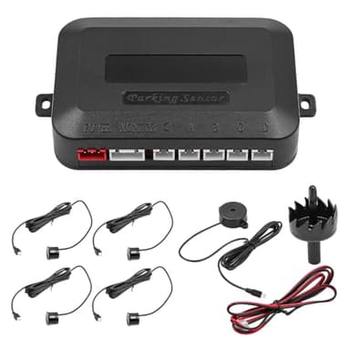 ANCLLO Sensor de Aparcamiento Negro con 4 sensores Sistema de Radar de Marcha atrás para Coche Alarma zumbadora