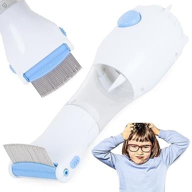 PARENCE.- Peine eléctrico para piojos con dispositivo de aspiración y filtros de limpieza/Herramienta para tratar piojos y liendres (peine/aspiradora), toma de carga de pared - Niños, mascotas