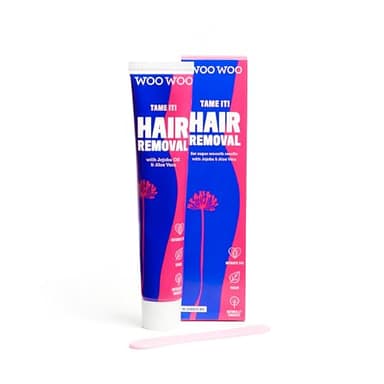 WooWoo Tame It! Crema Natural Depilatoria Íntima - Removedor de Vello Vegano Sin Dolor Para Piel Sensible - Crema de Ducha Para Mujeres con Aloe Vera - 100ml
