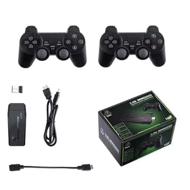 HANLEES Consola de Juegos Retro Inalámbrica, 2026 Nueva Versión, Dongle HDMI 4K, 9 Emuladores Incorporados, 20000+ Juegos Preinstalados, Set con 2 Mandos Negros (128G With 40000Games)