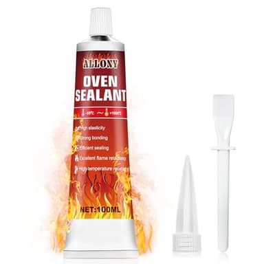 ALLONY Silicona Alta Temperatura, Pegamento Alta Temperatura, Silicona Negra, Masilla Refractaria, 1000 Grados, Pegamento Alta Temperatura para Horno, Estufa, Chimenea, Cristal, 100ML