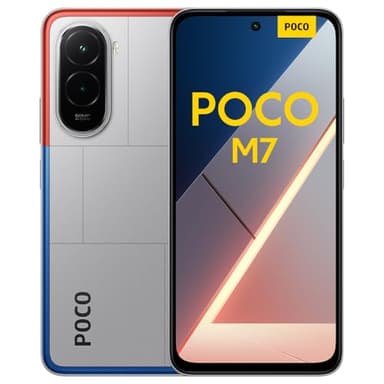 XIAOMI POCO M7 - Smartphone de 8+256GB, Cámara Dual de 50MP con AI, Pantalla inmersiva de 6,9” FHD+, Snapdragon 685, Carga rápida de 33W y Reversible de 18W, Cargador no Incluido, Plata (Versión ES)