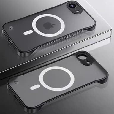 FAOMSEBS Magnética Sin Borde Funda para iPhone 16e para MagSafe [magnético Potente] (Sensación de Metal Desnudo) Funda Slim Mate Translúcido Antichoque para iPhone 16e Funda Magnética 2025