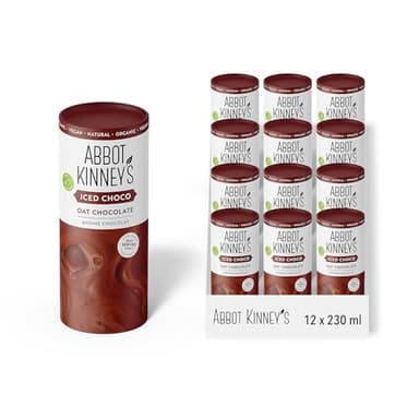 Abbot Kinney's - Pack de 12 Unidades de 230 ml de Batido Ecológico Vegetal de Chocolate Café listo para llevar- Apto para Veganos - Sin Lactosa - A base de Avena - Delicioso Batido sin Leche