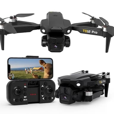 Toladrone TD12PRO Mini Dron con Cámara 1080P, Drones Plegables para Adultos, Motor sin Escobillas, 3 Modos de Velocidad, Posicionamiento por Flujo Óptico, Cuadricóptero RC para Principiantes