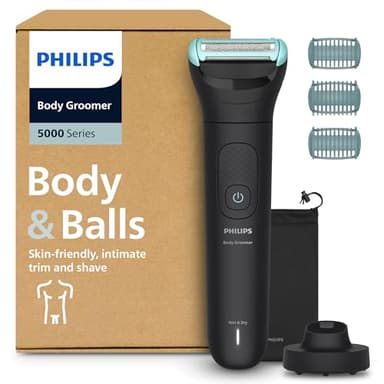 Philips Afeitadora Corporal Series 5000 - Recortadora para Hombre con Sistema Triple Protect, Afeita y Recorta la Zona Íntima, Apta para la Ducha, 100 min. de autonomía. BG5485/30
