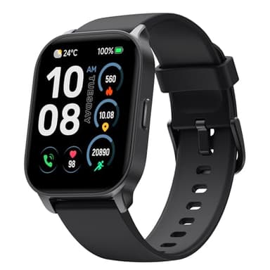 TOOBUR Reloj Inteligente Mujer Hombre, Smartwatch Alexa Incorporada IP68 Sumergible con Llamada/Seguimiento del Frecuencia Cardíaca/Sueño/100 Deportes Compatible Android iOS, Negro Medianoche