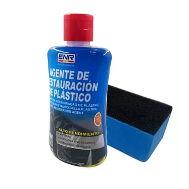 Enerfero-Restaurador De Plasticos Coche,Renovador de Plásticos y Gomas para Automóviles,Restaurador Gomas Viejas Recupera Brillo Interior y Exterior para Lavado en Casa,200ml+Esponja Premium