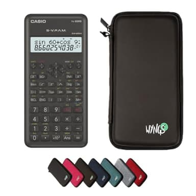 Casio fx-82MS 2nd Edition con Funda Protectora WYNGS Negro - Calculadora Científica - Paquete Básico