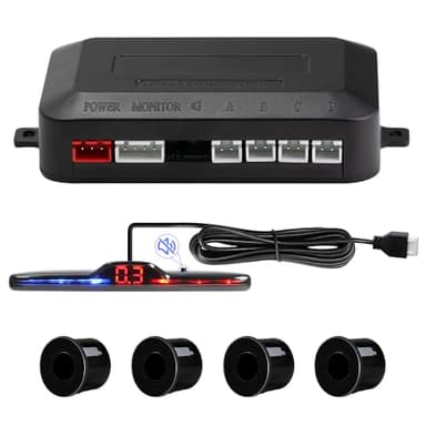 Sensores Aparcamiento Coche, Ayuda para Aparcar con 4 Sensores de Aparcamiento Traseros PDC, Kit de Advertencia de Distancia Total con Pantalla LED de Volumen Ajustable