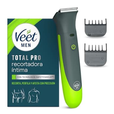Veet Total Pro, Recortadora para partes íntimas, Maquina de Afeitar Hombre Resistente al agua, con cargador USB, adecuado para el área del ingle, pecho, espalda, brazos, piernas, axilas, cabeza y cara