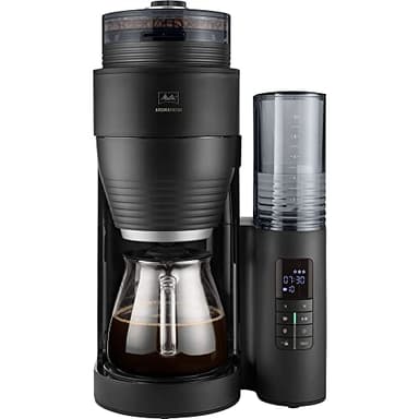 Melitta AromaFresh X 1030-06, Cafetera de Goteo con Molinillo Incorporado, 10 Tazas, Temporizador 24 Horas, Mantenimiento en Caliente, Pantalla LC, Negro Mate