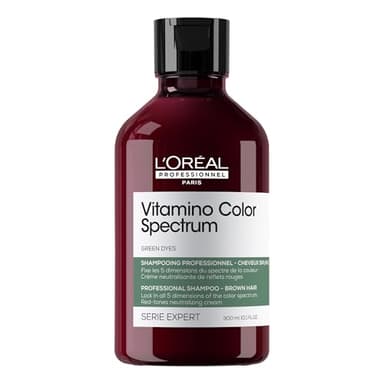 L'Oréal Professionnel, Champú Sin Sulfatos, Matiza Tonos Rojizos, Cabello Oscuro o Negro, Textura Cremosa con Pigmentos Verdes, Neutraliza Reflejos, Vitamino Color Spectrum, Serie Expert, 300ml