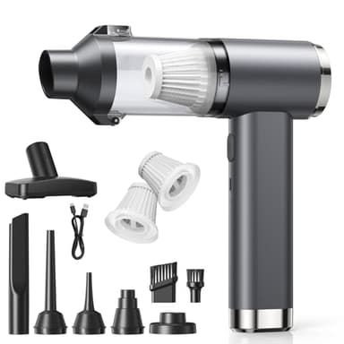 GARAID 4en1 Aspirador de Mano, 25000Pa Mini Aspirador Potente Portátil, 6000mAh Aspiradora Coche Sin Cable con Motor sin Escobillas, 2 Niveles de Succión, para Pelo De Mascotas, Coche, Hogar, Oficina