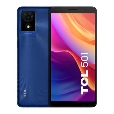 TCL 501 - Smartphone 6.0" qHD, Octa-Core, 2GB RAM, 32GB ROM, Cámara 5MP, Batería 3000mAh, Android 14 Go, Dual SIM, Face Unlock - Glacial Blue