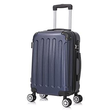 RAYKONG Maleta Cabina ABS 55x40x20cm (40L) - Trolley pequeña Equipaje de Mano - 4 Ruedas Dobles Giratorias 360ª - AzulMarino