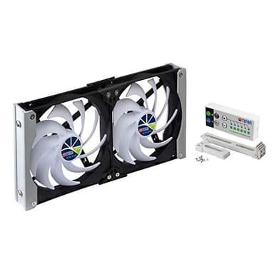 TITAN - Ventilador de enfriamiento de ventilación de Montaje en Bastidor Doble a Prueba de Agua de 12 V CC IP55 y con Temporizador y Controlador de Velocidad (90mm)