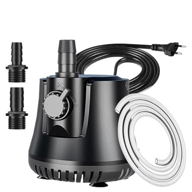 Bomba de Agua Sumergible 25W 1500L/H Bomba de Acuario con Interruptor Ajustable + Cable de 1.5 Metros + 2 Boquillas, Motor Fuente de Agua Ultra Silencioso Para Acuarios, Jardines, Fuentes, Estanques