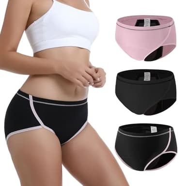 Carer pack de 3 bragas de incontinencia para mujer – Bragas menstruales reutilizables con capacidad de absorción de 120 ml para incontinencia y protección menstrual diseño minimalista talla M