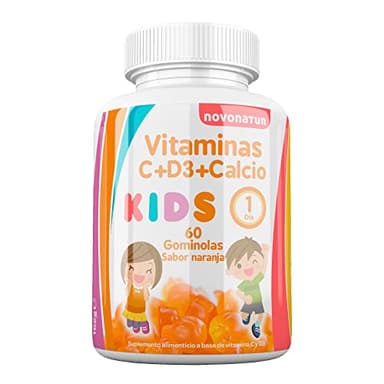 Vitaminas niños C + D + Calcio, en formato gominola o gummies masticables, fortalece el sistema inmunitario, aumenta las defensas y ayuda al crecimiento, masticables sabor a naranja