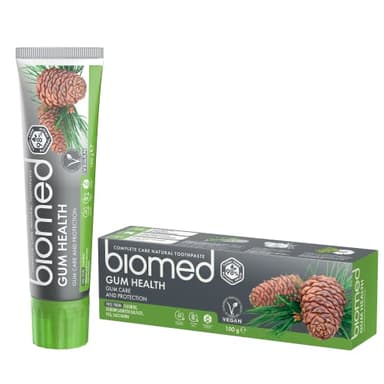 BIOMED Pasta de dientes 98 % natural Salud de encías | Fortalecimiento y protección de encías | Aceites esenciales de salvia, eucalipto, romero y cedro, apto para veganos, sin SLES 100 g