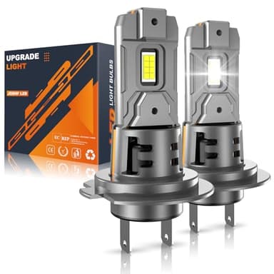 JOSHF Bombilla H7 LED de Faro de Coche con Ventilador Silencioso, 26000LM 600% Brillante 6500K Blanco LED Faro H7 Coche,Reemplazo Halógeno,DC12V(2Bombillas)