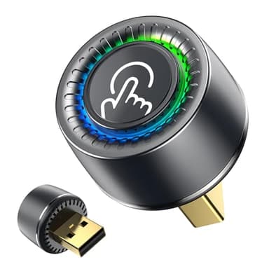 Adaptador CarPlay Inalámbrico, Cambio de Usuario con Botón, Android Auto Inalámbrico, 2026 Extra Pequeño, Conexión Estable sin Sobrecalentamiento, Compatible iOS 10+ y Android 10+, USB-A/USB-C