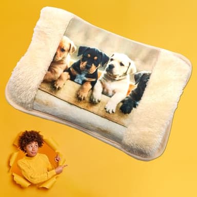 Bolsa de agua caliente eléctrica con temática de perros de peluche con bolsillos calientamanos, calentador de pies y barriga, recargable, calentador portátil para dolores musculares, menstruales y