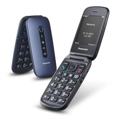 Panasonic KX-TU550EXC 4G Essentials Clamshell Teléfono Móvil Para Personas Mayores, Cámara De 1.2 MP, con Pantalla Grande de 2.8", 300 Horas De Tiempo En Espera, Azul