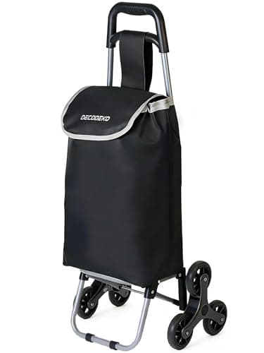 Carro de la Compra 6 Ruedas, Carrito Compra Plegable de Aluminio con Bolsa Oxford Desmontable, Carro Compra para Subir Escaleras (Negro, 34L)