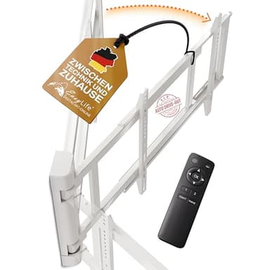 EasyLife – Soporte de Pared para TV Eléctrico 170° y Giratorio con Auto Drive-out, Ultraslim 56mm, Motor silencioso, Anticolisión, para 32–75", VESA hasta 600×400 y 50kg - Blanco