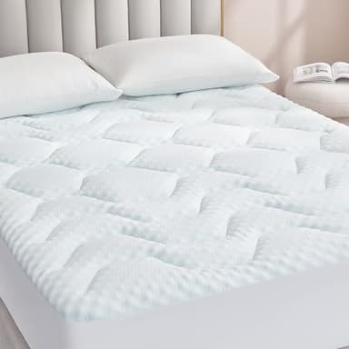 EHEYCIGA Topper para Colchón Viscoelastica 150x200, Sobrecolchon Memory Foam Mattress Topper, Transpirable sobre Colchon con Extra Profundo, Blanco